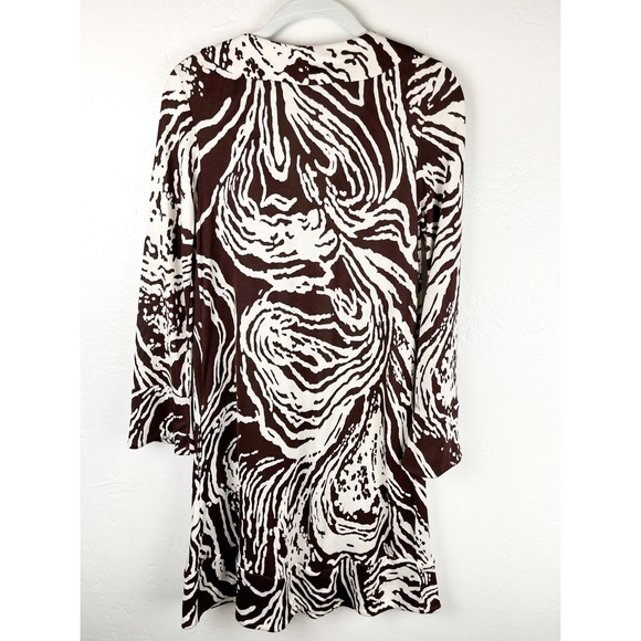 Diane von Fuerstenberg dress abstract pattern 100% Silk DVF Brown Cream Shift 4. - Picture 4 of 5